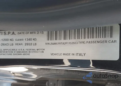2015 Maserati Ghibli S Q4 z USA, uszkodzony, nr VIN ZAM57RTA2F1153553